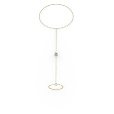 Tektaş Şahmeran Bilezik - Peridot 8 ayar beyaz altın bilezik (40 cm altın rolo zincir) #wwztft