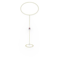 Tektaş Şahmeran Bilezik - Kök yakut 925 ayar gümüş bilezik (40 cm altın rolo zincir) #xerv8g