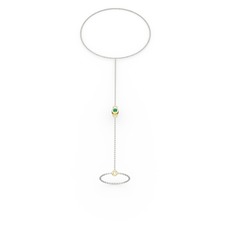 Tektaş Şahmeran Bilezik - Yeşil kuvars 925 ayar altın kaplama gümüş bilezik (40 cm beyaz altın rolo zincir) #xhyucm