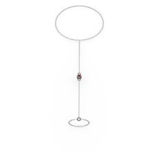 Tektaş Şahmeran Bilezik - Garnet 925 ayar siyah rodyum kaplama gümüş bilezik (40 cm beyaz altın rolo zincir) #xwzn9g