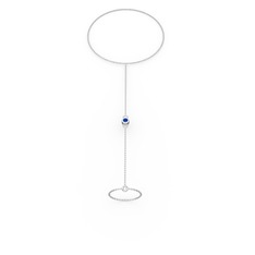 Tektaş Şahmeran Bilezik - Lab safir 925 ayar gümüş bilezik (40 cm beyaz altın rolo zincir) #y4pwdx