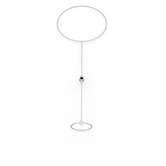 Siyah zirkon 14 ayar beyaz altın bilezik (40 cm beyaz altın rolo zincir)