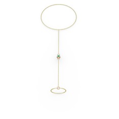 Tektaş Şahmeran Bilezik - Kök zümrüt 8 ayar rose altın bilezik (40 cm gümüş rolo zincir) #yh6p5z