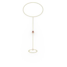 Tektaş Şahmeran Bilezik - Kök yakut 14 ayar rose altın bilezik (40 cm altın rolo zincir) #yxj6c5