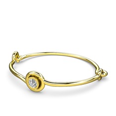 Tenda Taşlı Bilezik - Beyaz zirkon 925 ayar altın kaplama gümüş bilezik #w7xenk