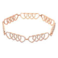 İç İçe Kalp Bilezik - Swarovski 18 ayar rose altın bilezik #av463c