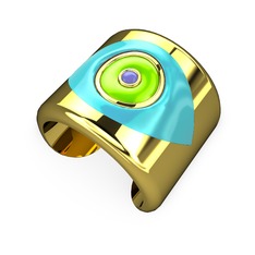 Palmira Mineli Nazar Bilezik - 8 ayar altın bilezik (Pastel mavi mineli) #10brdeu