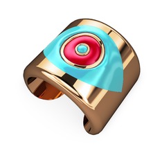 Palmira Mineli Nazar Bilezik - 18 ayar rose altın bilezik (Pastel mavi mineli) #12215ap