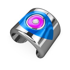 Palmira Mineli Nazar Bilezik - 8 ayar beyaz altın bilezik (Mavi mineli) #16tfyxn