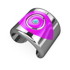 Palmira Mineli Nazar Bilezik - 18 ayar beyaz altın bilezik (Neon pembe mineli) #17arb3u