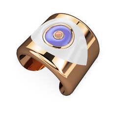 Palmira Mineli Nazar Bilezik - 8 ayar rose altın bilezik (Beyaz mineli) #18pwy6g