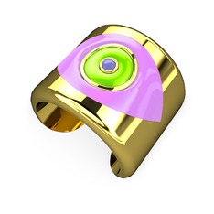 Palmira Mineli Nazar Bilezik - 8 ayar altın bilezik (Açık pembe mineli) #18v03e7