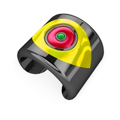 925 ayar siyah rodyum kaplama gümüş bilezik (Sarı mineli)