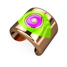 925 ayar rose altın kaplama gümüş bilezik (Neon yeşil mineli)