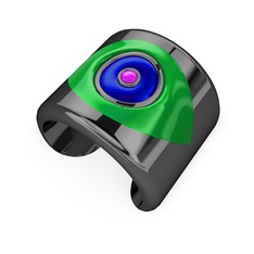 Palmira Mineli Nazar Bilezik - 925 ayar siyah rodyum kaplama gümüş bilezik (Yeşil mineli) #1fe3p7q