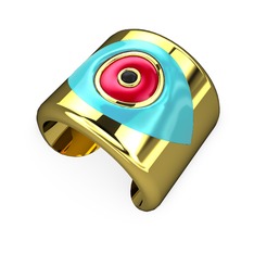 925 ayar altın kaplama gümüş bilezik (Pastel mavi mineli)