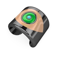 925 ayar siyah rodyum kaplama gümüş bilezik (Ekru mineli)