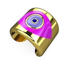 Palmira Mineli Nazar Bilezik - 18 ayar altın bilezik (Neon pembe mineli) #1mtykdm