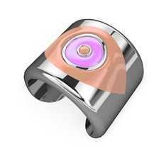 14 ayar beyaz altın bilezik (Pastel pembe mineli)