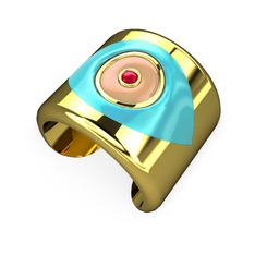 Palmira Mineli Nazar Bilezik - 18 ayar altın bilezik (Pastel mavi mineli) #1nbquza