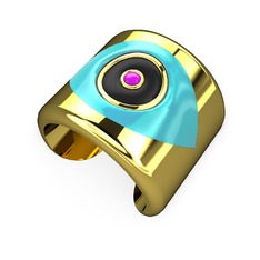 8 ayar altın bilezik (Pastel mavi mineli)