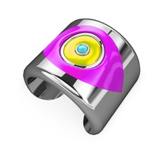 8 ayar beyaz altın bilezik (Neon pembe mineli)