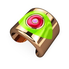 925 ayar rose altın kaplama gümüş bilezik (Neon yeşil mineli)