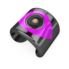 925 ayar siyah rodyum kaplama gümüş bilezik (Neon pembe mineli)