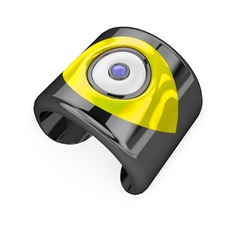 Palmira Mineli Nazar Bilezik - 925 ayar siyah rodyum kaplama gümüş bilezik (Sarı mineli) #1sn7pdd