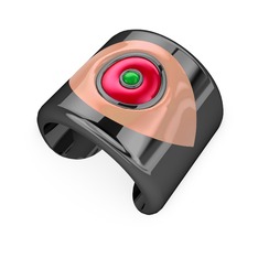 925 ayar siyah rodyum kaplama gümüş bilezik (Pastel pembe mineli)