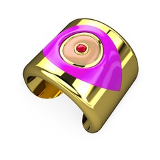 Palmira Mineli Nazar Bilezik - 18 ayar altın bilezik (Neon pembe mineli) #1ygxa92