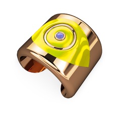 Palmira Mineli Nazar Bilezik - 925 ayar rose altın kaplama gümüş bilezik (Sarı mineli) #3gsrzo