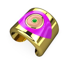 Palmira Mineli Nazar Bilezik - 925 ayar altın kaplama gümüş bilezik (Neon pembe mineli) #3jlk0y