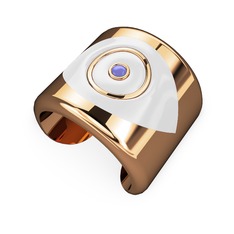 Palmira Mineli Nazar Bilezik - 14 ayar rose altın bilezik (Beyaz mineli) #3sgp6r