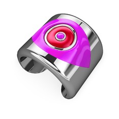 14 ayar beyaz altın bilezik (Neon pembe mineli)