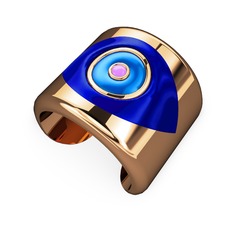 925 ayar rose altın kaplama gümüş bilezik (Lacivert mineli)