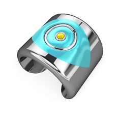 Palmira Mineli Nazar Bilezik - 18 ayar beyaz altın bilezik (Pastel mavi mineli) #602kph