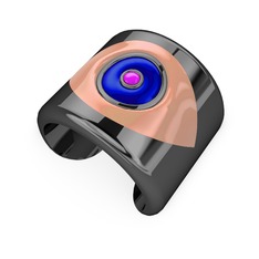 Palmira Mineli Nazar Bilezik - 925 ayar siyah rodyum kaplama gümüş bilezik (Pastel pembe mineli) #7wbq5b