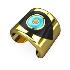 925 ayar altın kaplama gümüş bilezik (Siyah mineli)