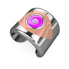 8 ayar beyaz altın bilezik (Pastel pembe mineli)