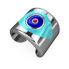 925 ayar gümüş bilezik (Pastel mavi mineli)