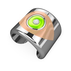 Palmira Mineli Nazar Bilezik - 8 ayar beyaz altın bilezik (Ekru mineli) #h961wk