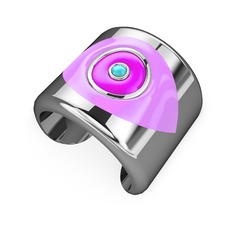 Palmira Mineli Nazar Bilezik - 18 ayar beyaz altın bilezik (Açık pembe mineli) #i99lv1