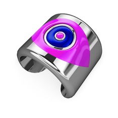 14 ayar beyaz altın bilezik (Neon pembe mineli)