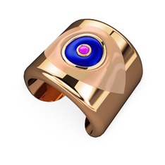 Palmira Mineli Nazar Bilezik - 14 ayar rose altın bilezik (Ekru mineli) #s758yk