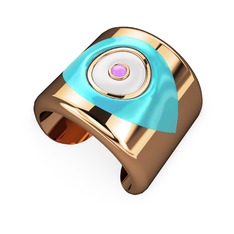 18 ayar rose altın bilezik (Pastel mavi mineli)