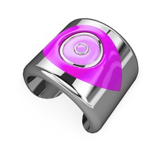14 ayar beyaz altın bilezik (Neon pembe mineli)