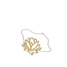 Lotus Çiçeği Bilezik - 14 ayar altın bilezik (40 cm beyaz altın rolo zincir) #14b1h8g