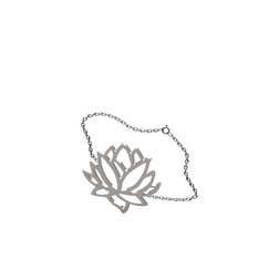 Lotus Çiçeği Bilezik - 8 ayar beyaz altın bilezik (40 cm gümüş rolo zincir) #1d2yvox