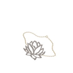Lotus Çiçeği Bilezik - 8 ayar beyaz altın bilezik (40 cm gümüş rolo zincir) #1lr0mxg